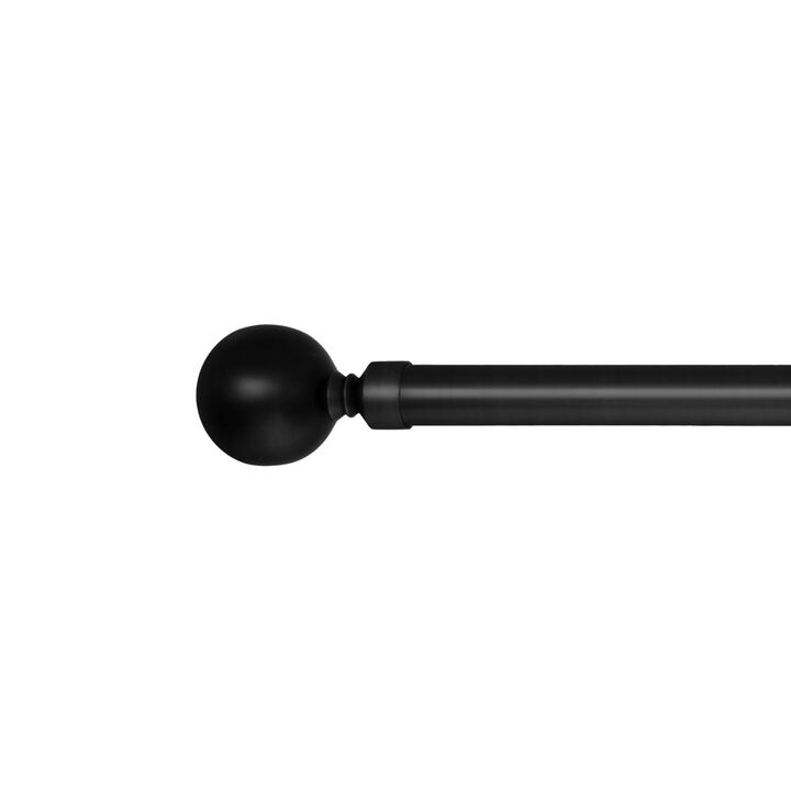 Versailles Lexington Ball Steel Heavy Duty Curtain Rods for Windows Set 28" - 48" Black