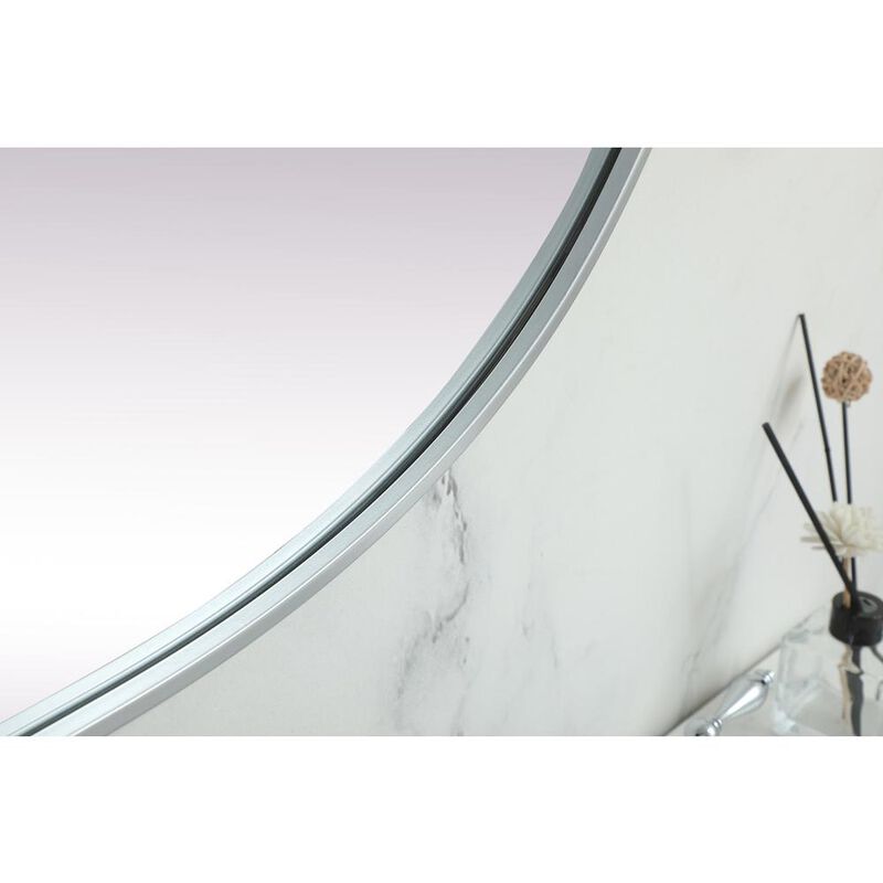 Elegant Decor Metal Frame Oval Mirror 30x60 Inch in Silver