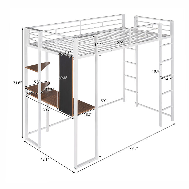 Merax Loft Bed Frame with 2 Built-in Ladders
