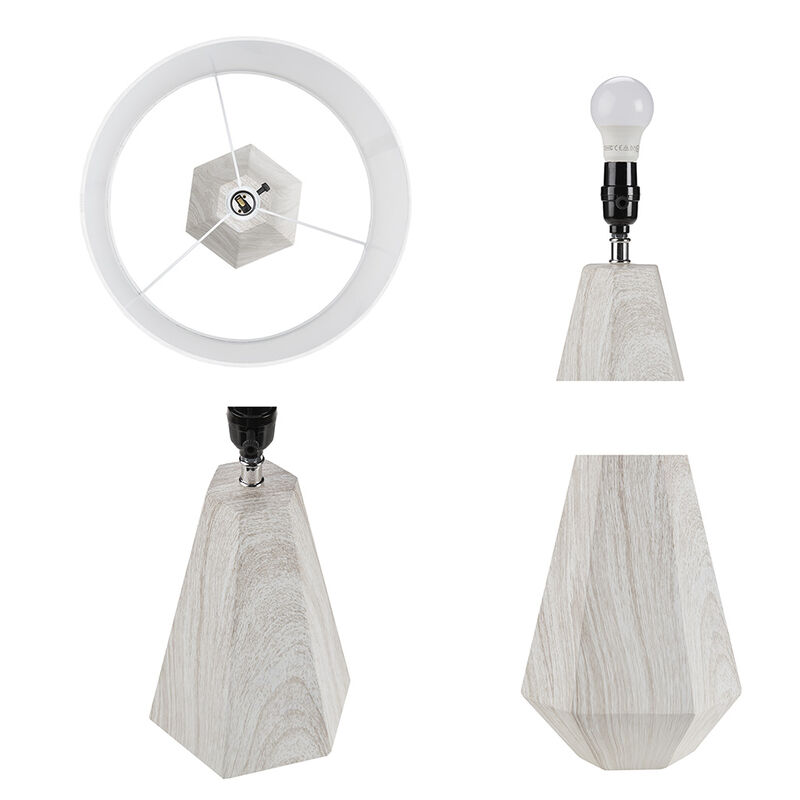 Gracie Mills Janiya 23" Faux Wood Texture Resin Table Lamp
