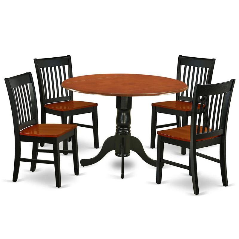 East West Furniture Dining Room Set Black & Cherry, DLNO5-BCH-W