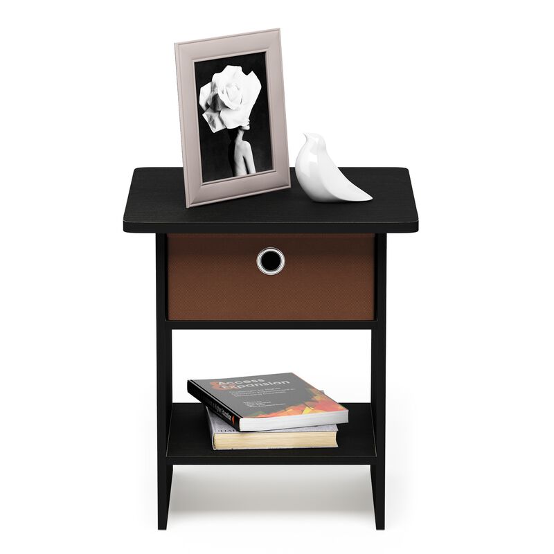 Furinno Dario End Table / Side Table / Night Stand / Bedside Table with Bin Drawer, 1-Pack, Americano/Medium Brown
