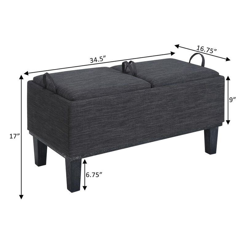 Convenience Concepts Designs4Comfort Brentwood Storage Ottoman with Reversible Trays, Gray