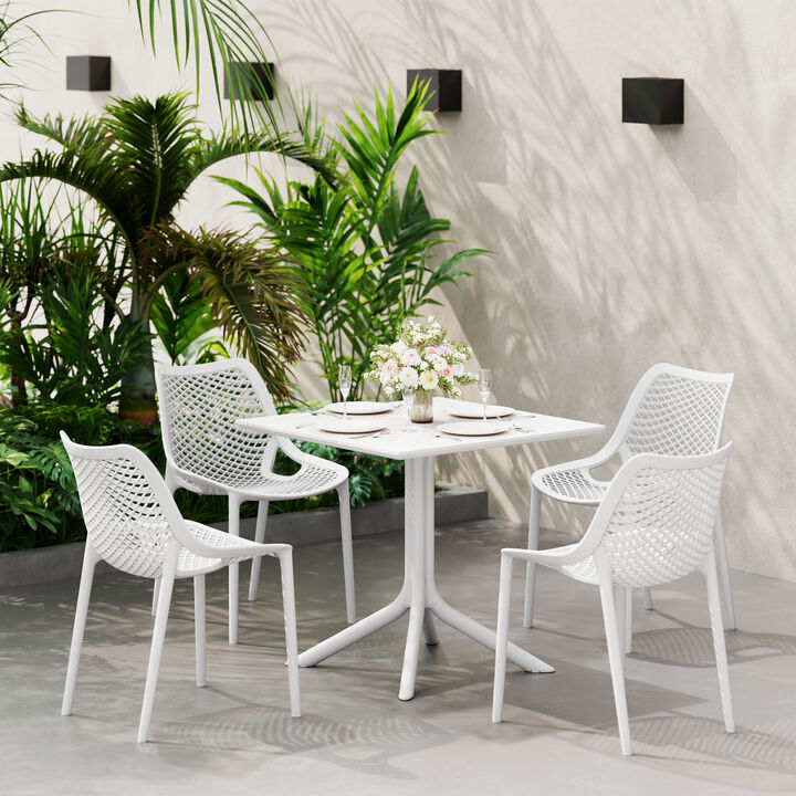 WestinTrends 31.5" Square Plastic Outdoor Patio Dining Table for 4