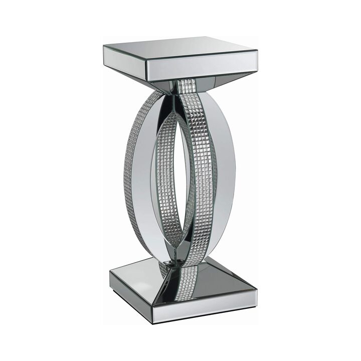 Coaster Furniture Avonlea Square Lower Shelf Clear Mirror End Table 12.25" D x 12.25" W x 27.75" H Silver 722517