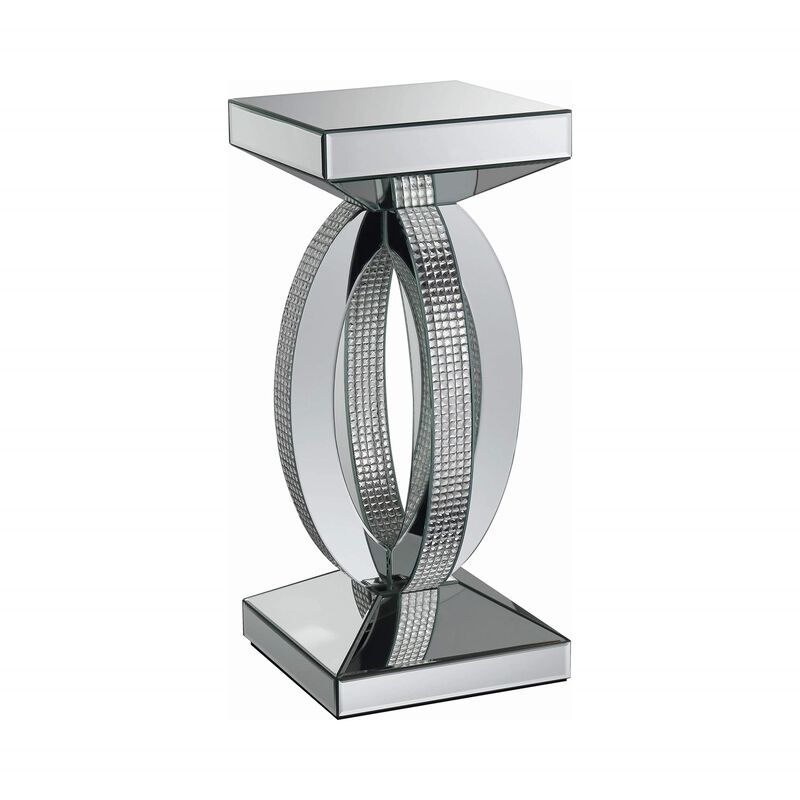 Coaster Furniture Avonlea Square Lower Shelf Clear Mirror End Table 12.25" D x 12.25" W x 27.75" H Silver 722517