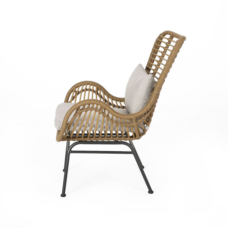 Merax Open Rattan Weave Finish Dining Chair Set of 2