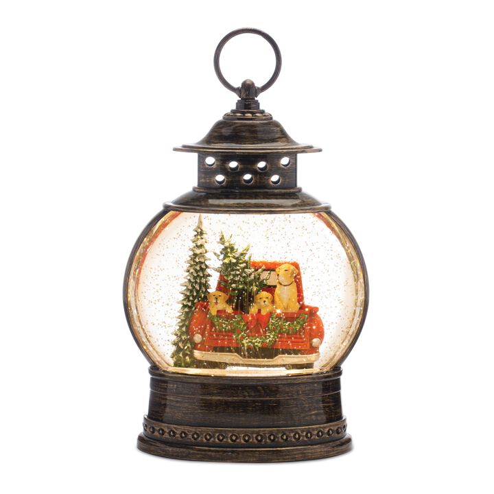 Snow Globe with Dogs and Tree in Truck Bed for Whimsical Christmas Décor