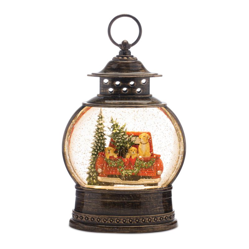 Snow Globe with Dogs and Tree in Truck Bed for Whimsical Christmas Décor