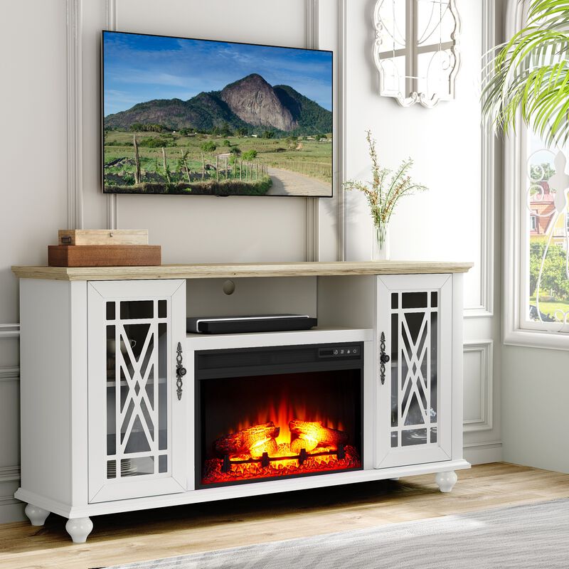 FESTIVO Elegant 61" TV Stand with Fireplace