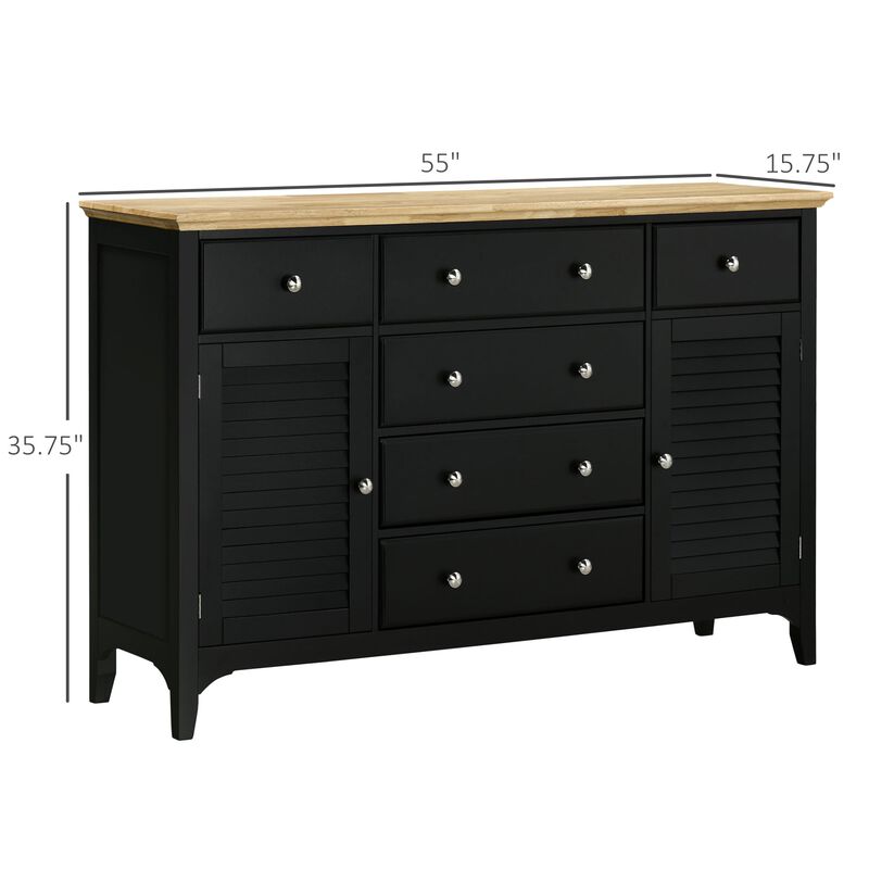 Black Kitchen Buffet: Modern Sideboard with Rubberwood Top