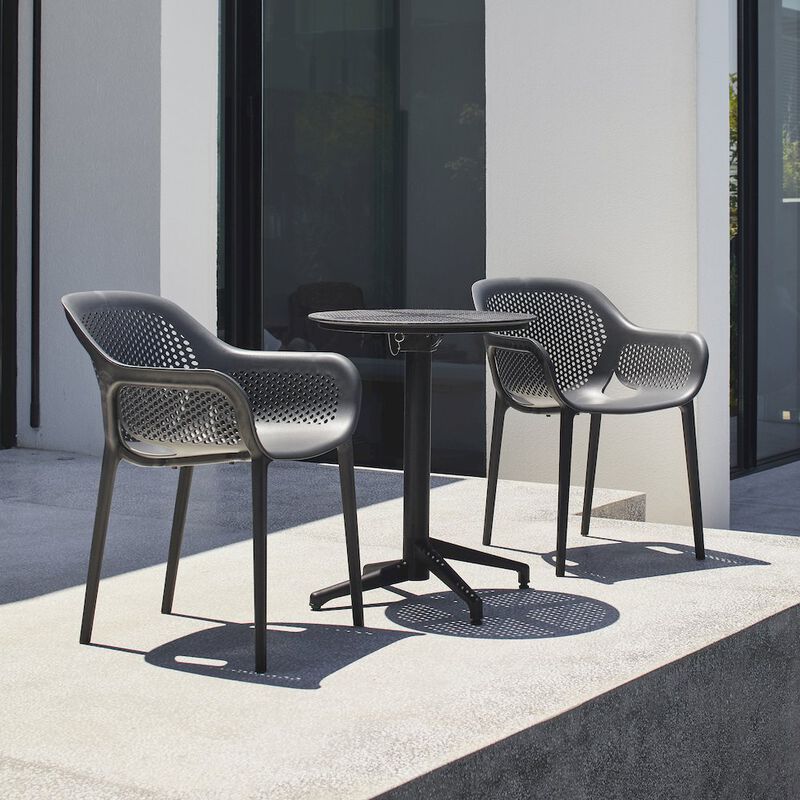 Omax Decor Atra Resin Patio Dining Chair in Anthracite Black - (Set of 2)