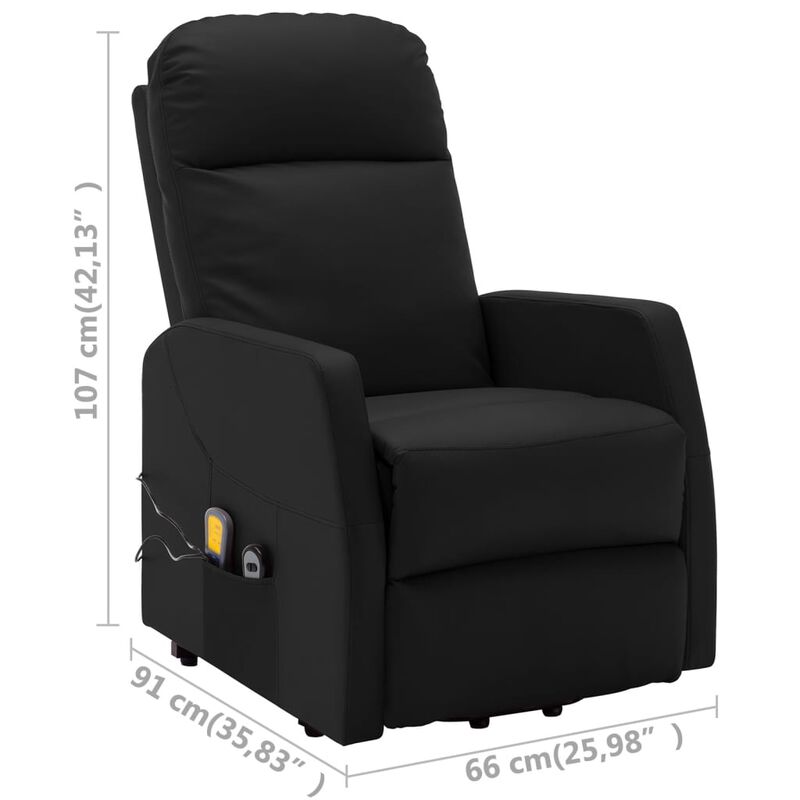 Power Lift Massage Recliner Black Faux Leather