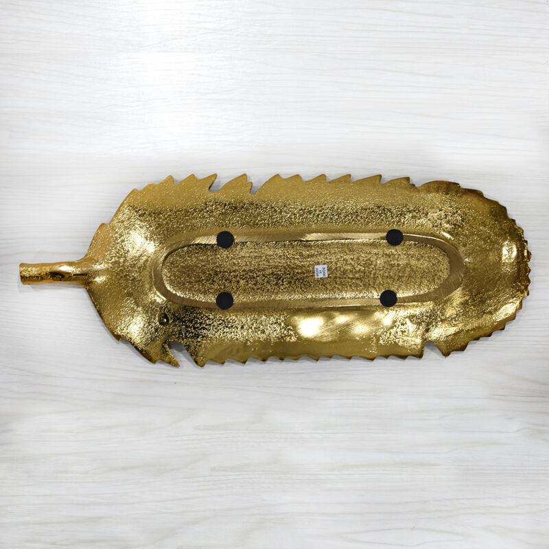 Handmade Decorative Gold Color Coated 17.99 x 6.29 x 1.18 Inches Aluminium Tray 035AB BBH Home's