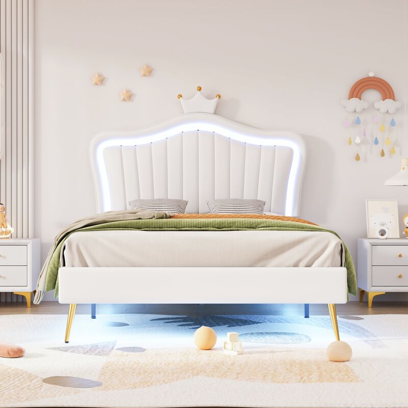 Merax Modern Princess Bed With Crown Headboard
