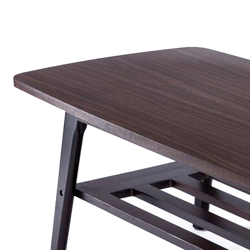 Gala 47 Inch Modern Wood Coffee Table with Bottom Shelf, Espresso Brown-Benzara