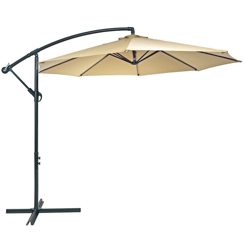 Sunnydaze 10 ft Cantilever Offset Steel Patio Umbrella with Crank