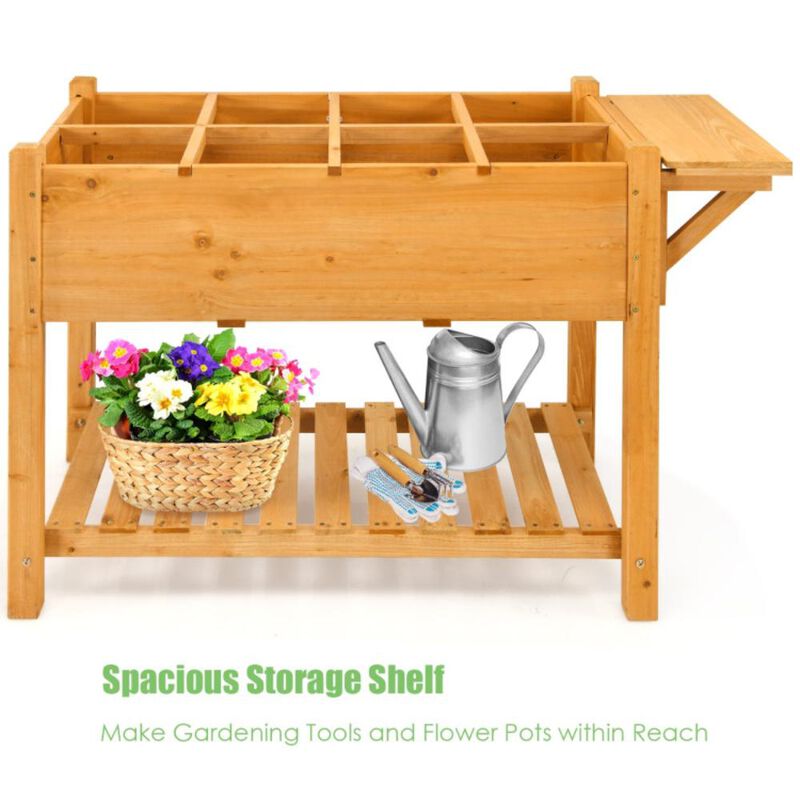 Hivvago Elevated Planter Box Kit with 8 Grids and Folding Tabletop