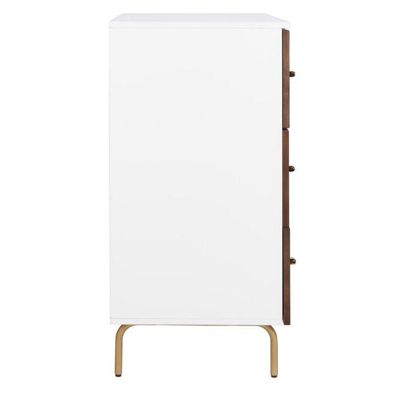 Safavieh Genevieve 3 Drawer Dresser, White/Walnut