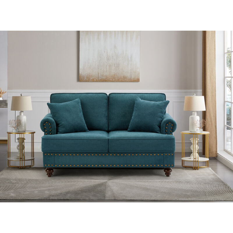 Green Chenille Sofa Couch, 61" Modern Living Room Sectional