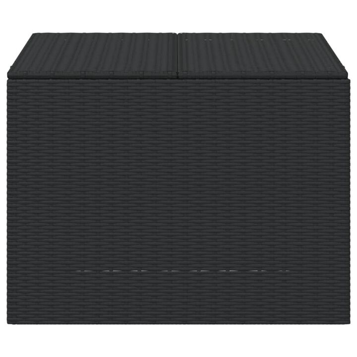 Outdoor Storage Box, Water Resistant Inner Bag 32 Inch Black PE Rattan - Benzara