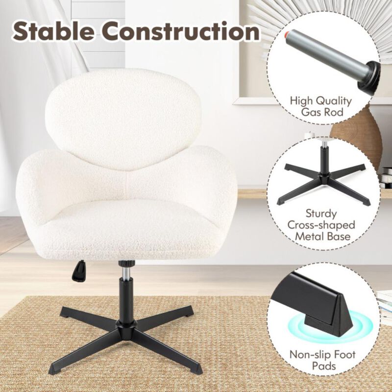 Hivvago Swivel Cross Legged Chair with Adjustable Height and Rocking Function-White