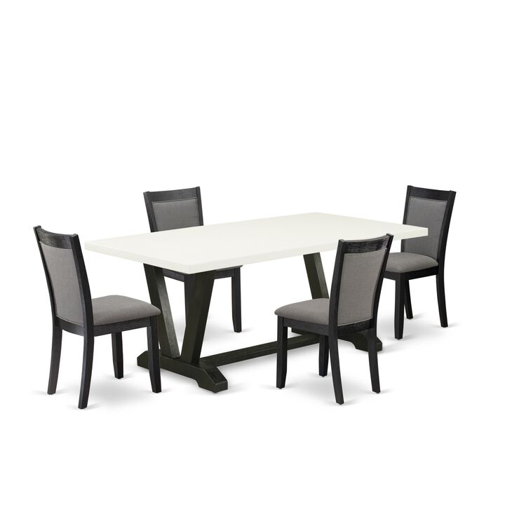 East West Furniture V627MZ650-5 5Pc Dinette Set - Rectangular Table and 4 Parson Chairs - Multi-Color Color