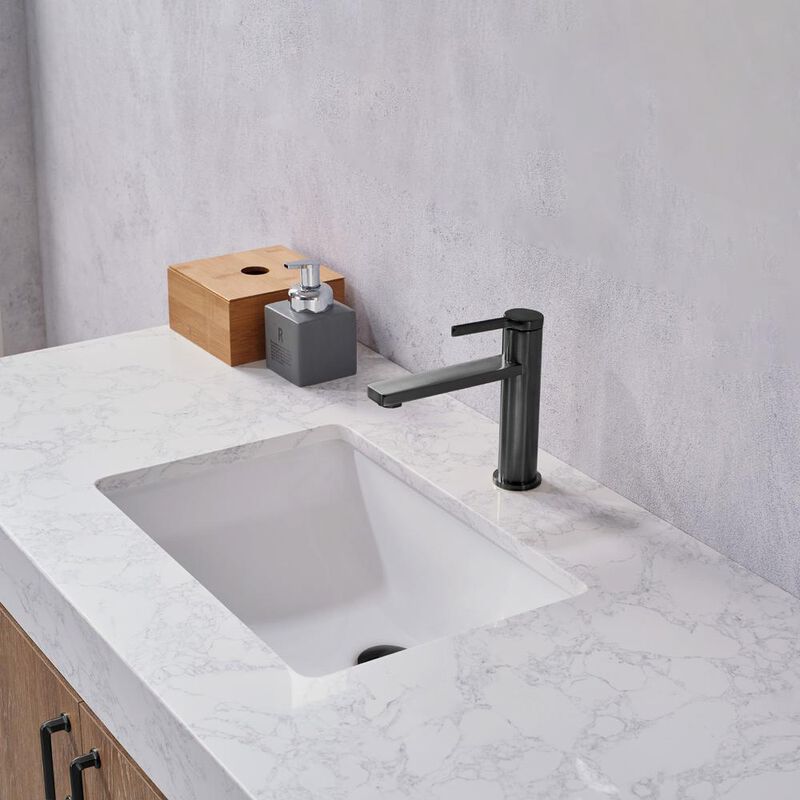 Vinnova Design 48B Single Vanity with White Grain Stone Countertop Without Mirror