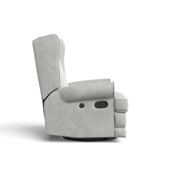 Storkcraft Serenity Wingback Upholstered Recliner Glider - Steel