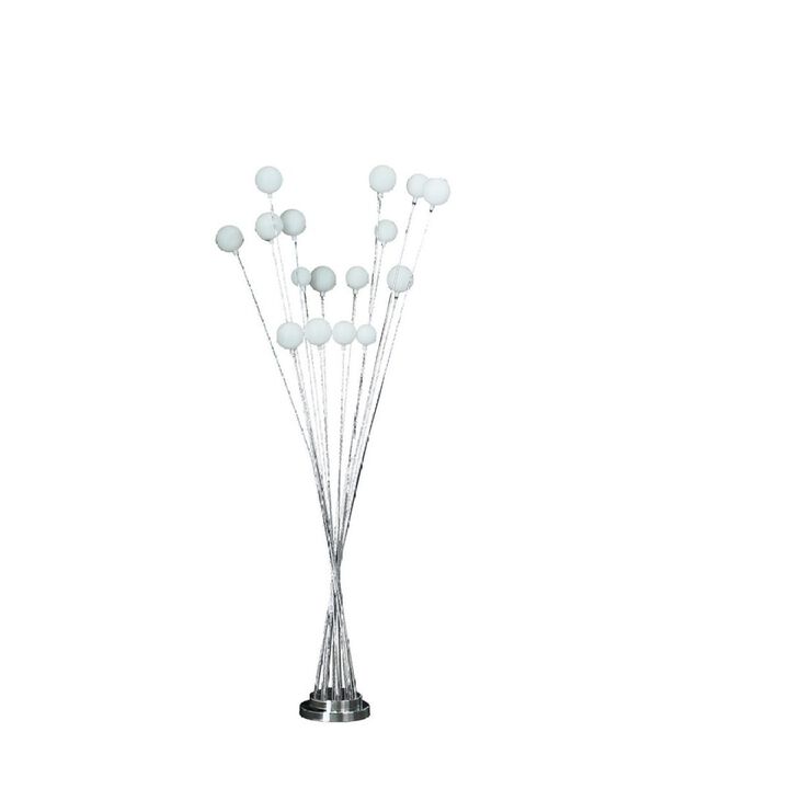 61.5" In 16-Light Acrylic Globe Aluminun LED Chrysanthe Silver Chrome Metal Floor Lamp
