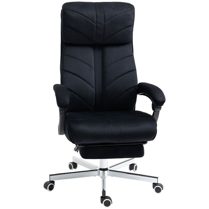 Black Home Office Chair: High-Back Reclining Desk Chair with Footrest