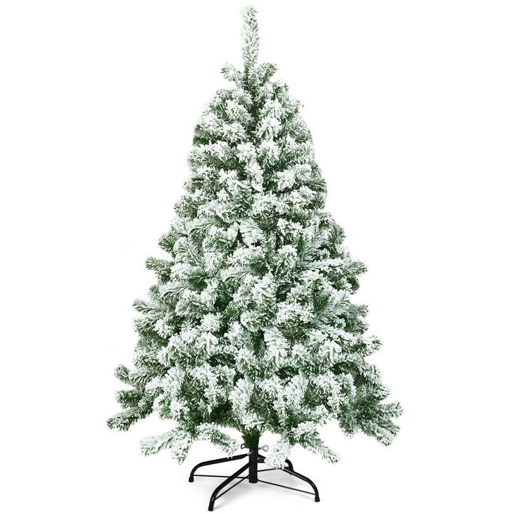 4.5 Feet Snow Flocked Artificial Christmas Tree with 400 Tips