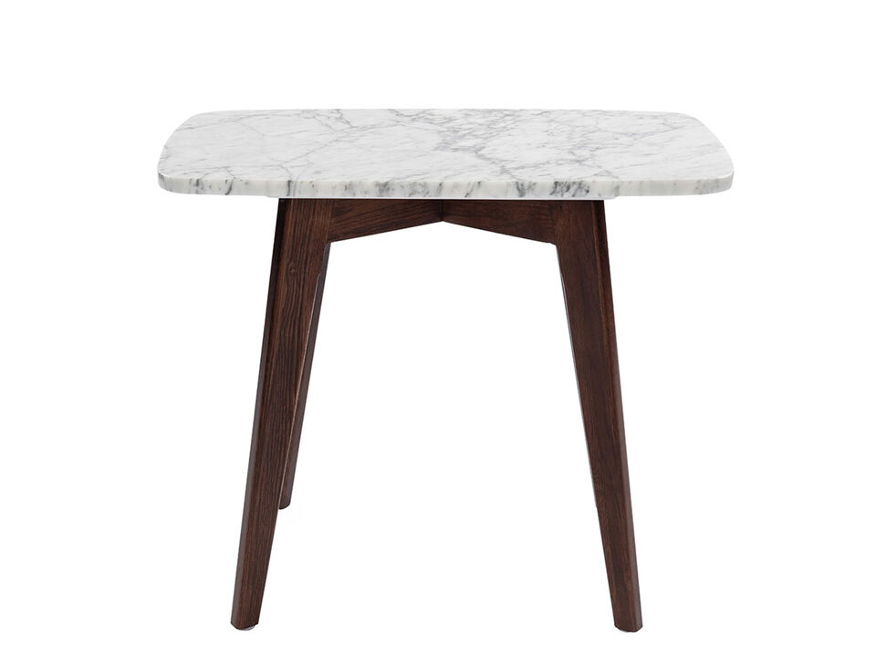 Cima 12" x 21" Rectangular Italian Carrara White Marble Side Table with Legs