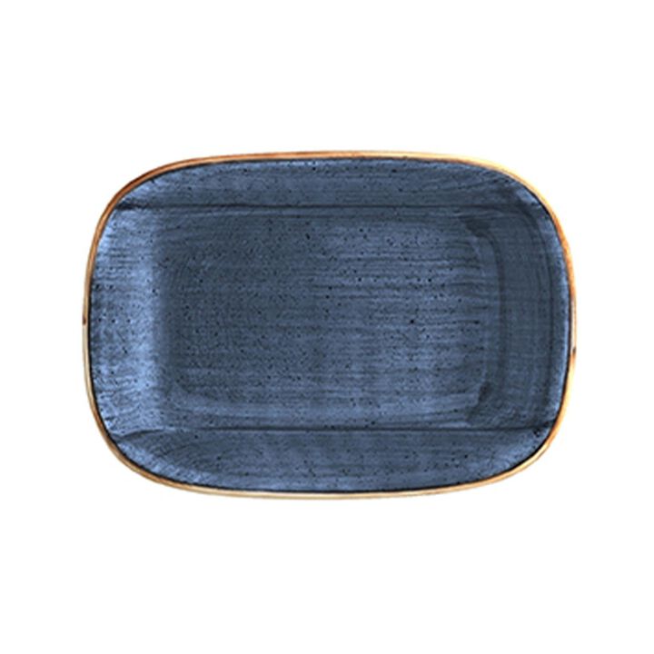 Dusk 6.5" x 4.5" x h:1.5" 12 oz. Rectangular Blue Porcelain Deep Plate (Set of 2)