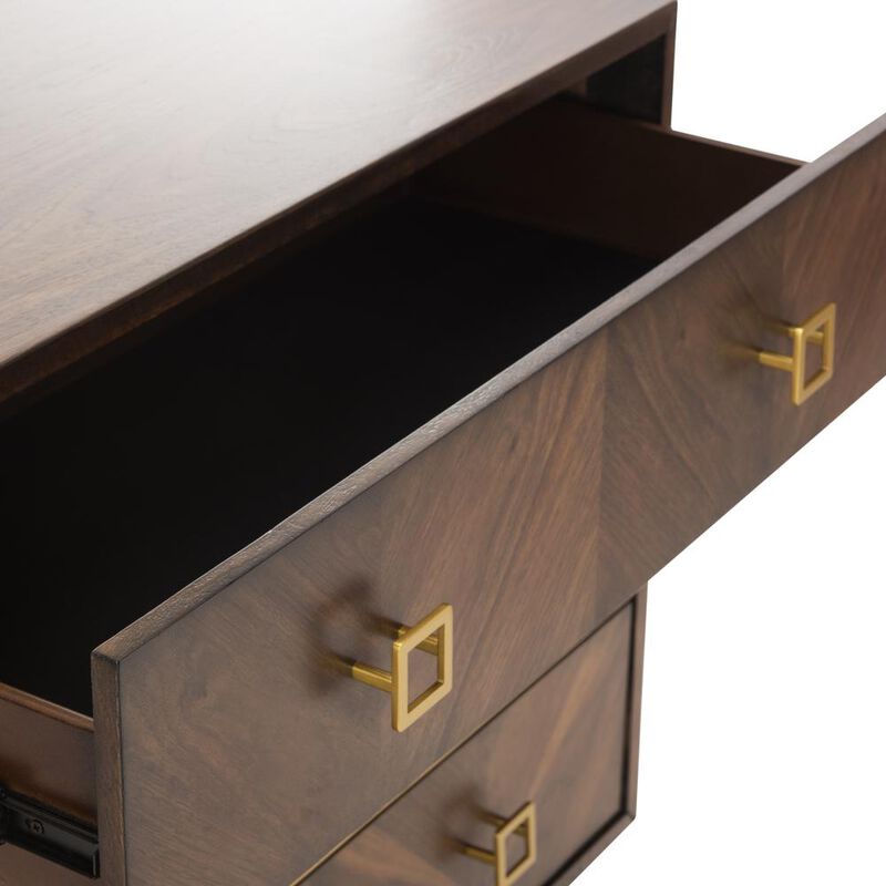 Safavieh Katia 3 Drawer Chest, Walnut Parquet/Gold
