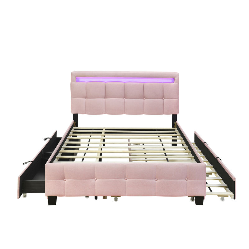 Merax Upholstered Platform Bed with LED Frame