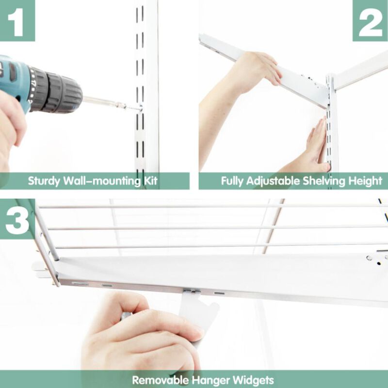 Hivvago Adjustable Closet Organizer Kit with Shelves and Hanging Rods for 4 to 6 Feet