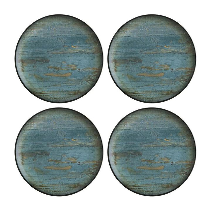 Madera dia.9" Round Decorated Porcelain Plate (Set of 4)