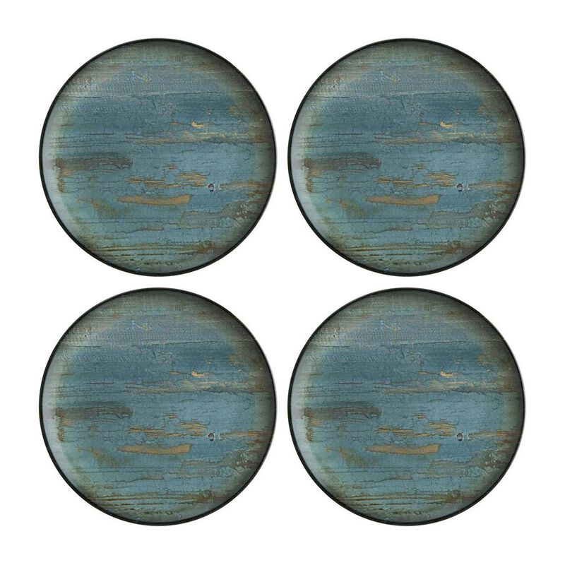 Madera dia.9" Round Decorated Porcelain Plate (Set of 4)