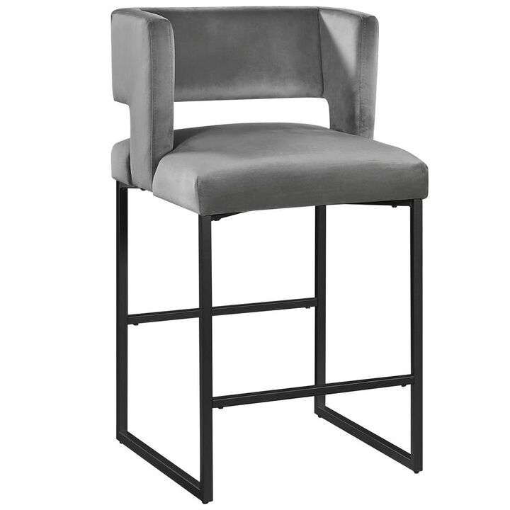 Lynx Velvet Bar Stools in Matte Black (Set of 2)
