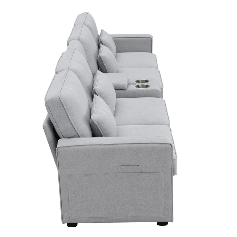 Merax Upholstered Sectional Sofa with Console