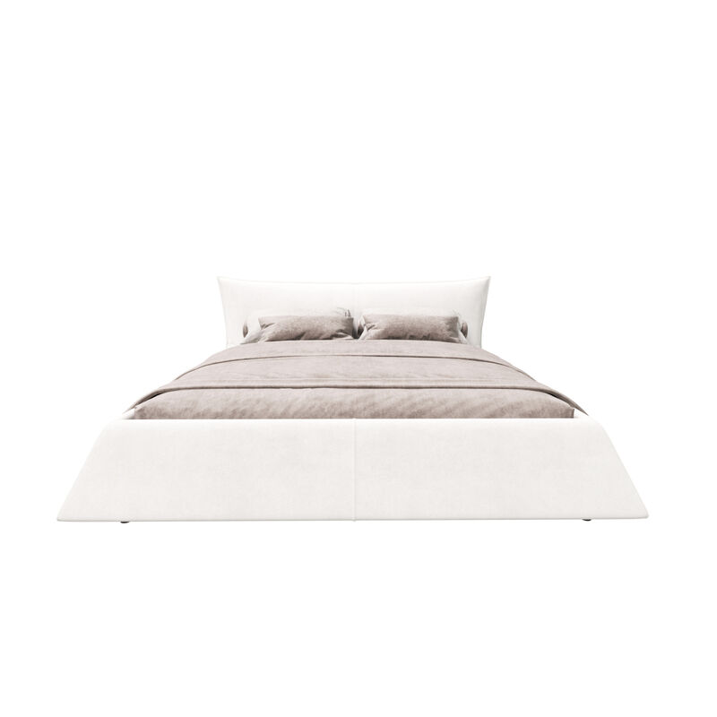 Cream Velvet King Platform Bedwagon