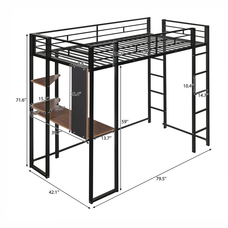 Merax Loft Bed Frame with 2 Built-in Ladders