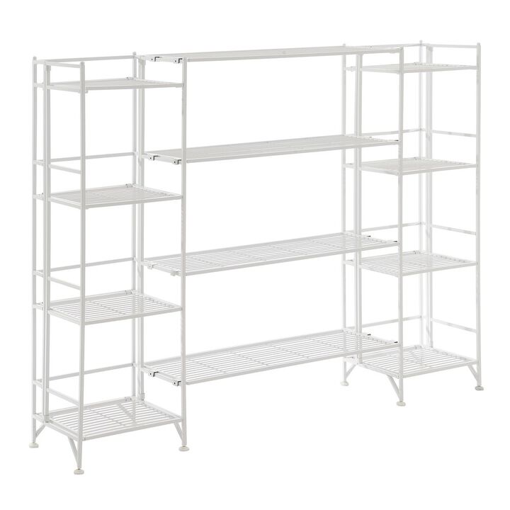 Convenience Concepts Xtra Storage 4 Tier Folding Metal Shelves with Set of 4 Deluxe Extension Shelves