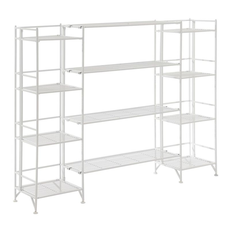 Convenience Concepts Xtra Storage 4 Tier Folding Metal Shelves with Set of 4 Deluxe Extension Shelves