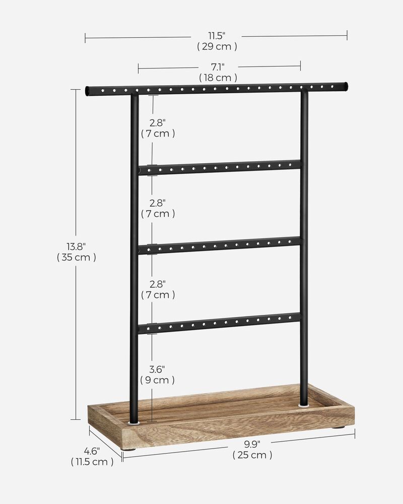4-Tier Jewelry Stand with Tray Elegant Display for Necklaces, Earrings, and More