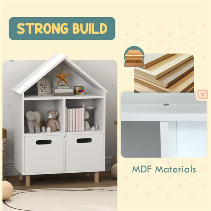 Freestanding Bookshelf with Enclosed Storage for Books and Decor
