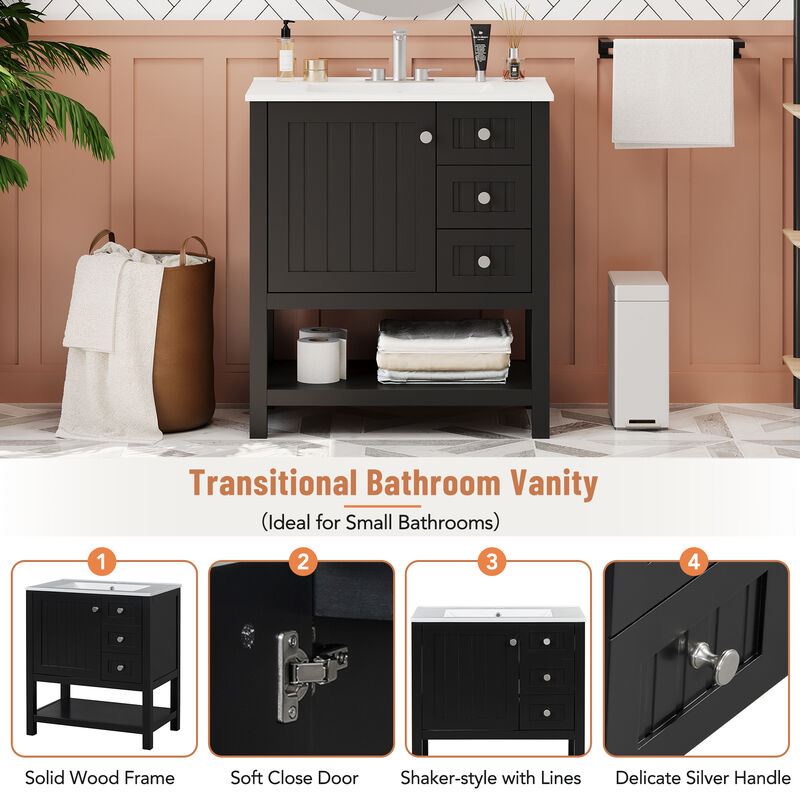 Merax Bathroom Vanity Cabinet Combo with Ceramic Sink
