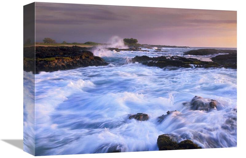 Waves and surf at Wawaloli Beach The Big Island, Hawaii-Canvas Art-16x12