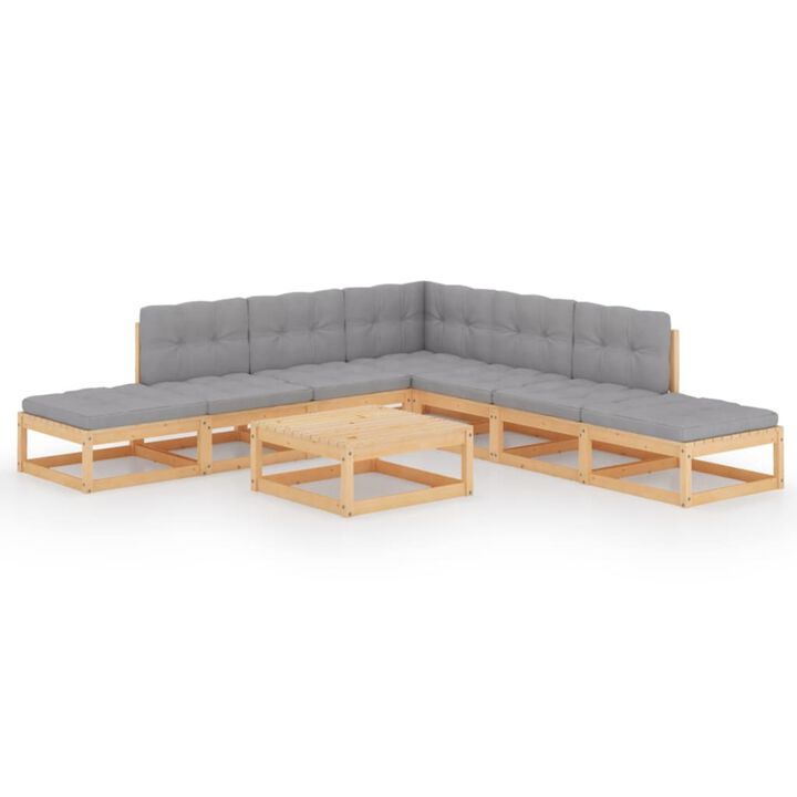 vidaXL 8 Piece Garden Lounge Set with Cushions Solid Pinewood